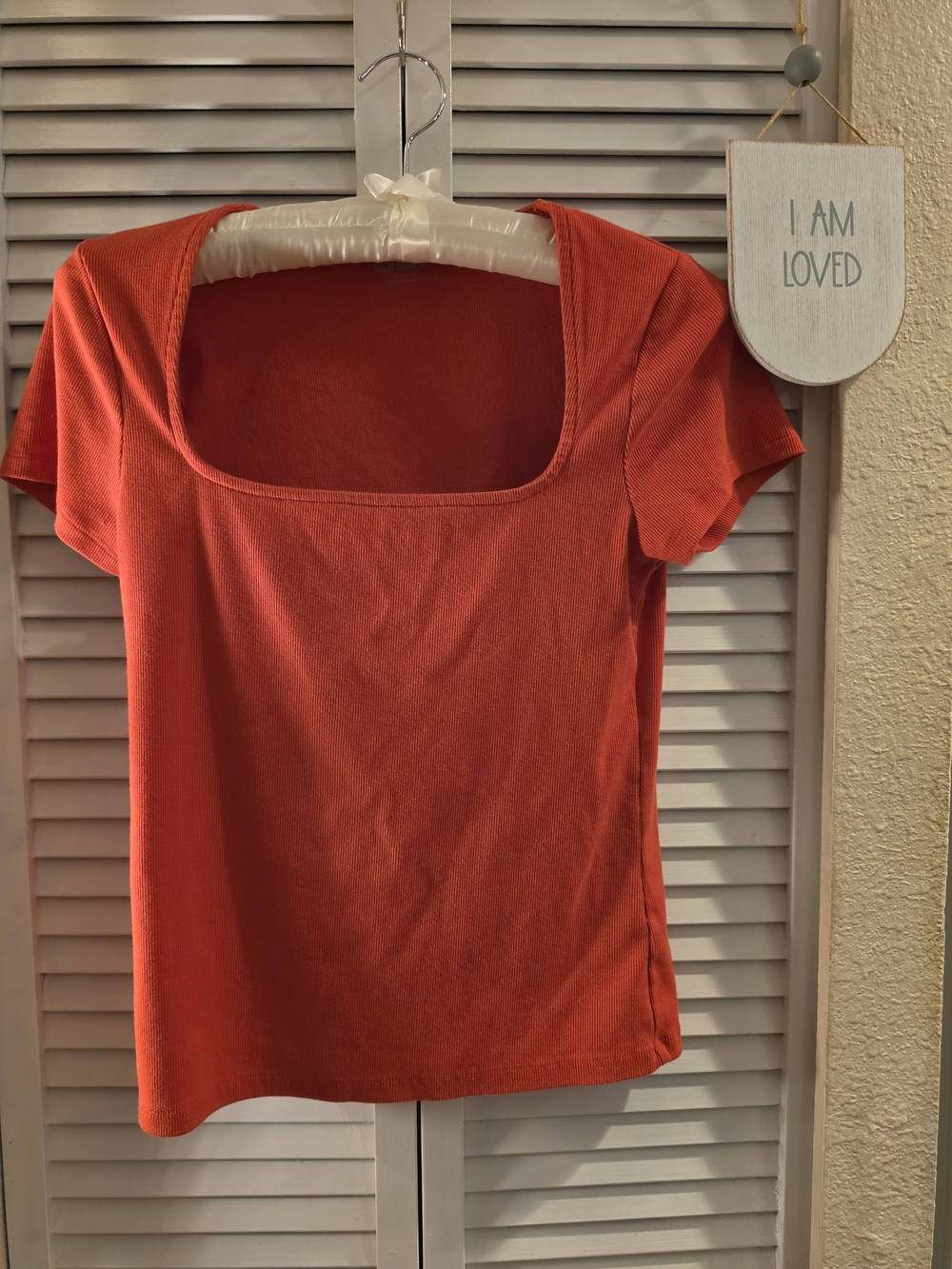 Old Navy Square Neck Short Sleeve Top - Red Large Tall